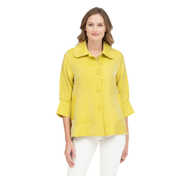 Damee SOLID WIDE BALL COLLAR JACKET in Citron Yellow  - 4741-YLW