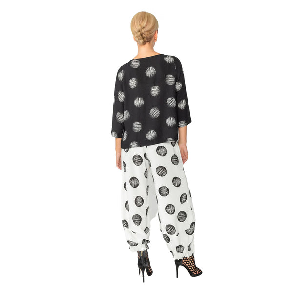 Boat-Neck Polka-Dot Pocket Top in Black - 4862T-BK