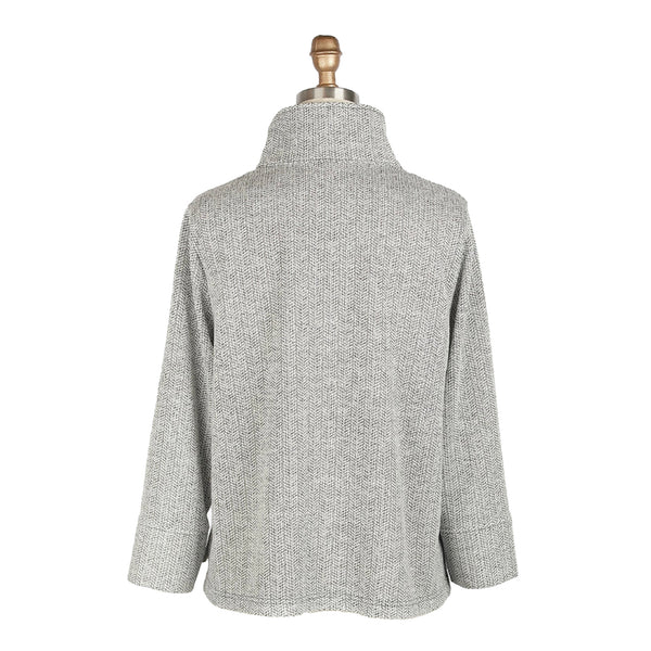 Damee NYC Heathered Herringbone Knit Jacket in Grey - 4949-GRY