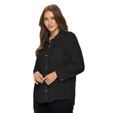 Button Front Lightweight Voile Shirt in Black - V404-BK - Size M Only!