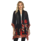 Citron Sheer Red Chrysanthemum Kimono - 0917-CB