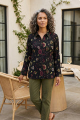Crinkle Cotton Floral Shaped Shirt - 48023