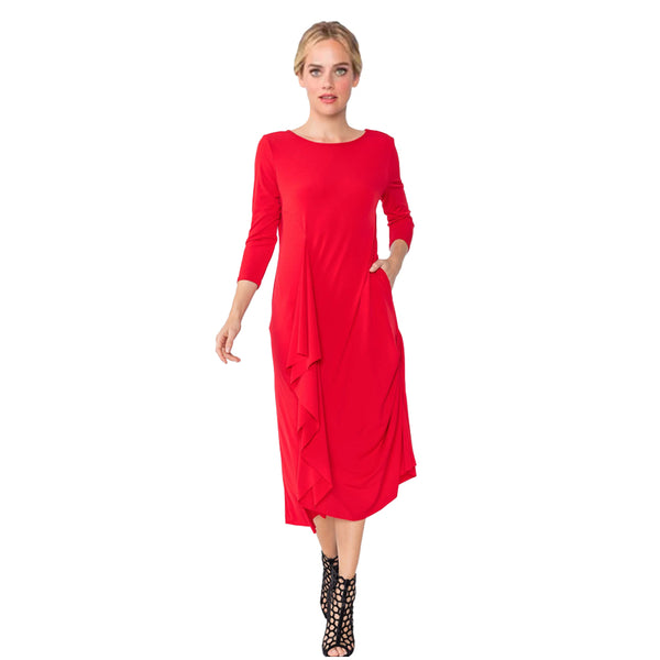 IC Collection Draped Maxi Dress in Red - 4810D