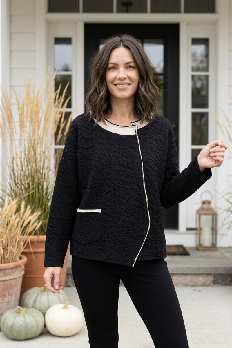Crinkled Double Face Metro Pullover - 48111