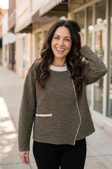 Crinkled Double Face Metro Pullover - 48111