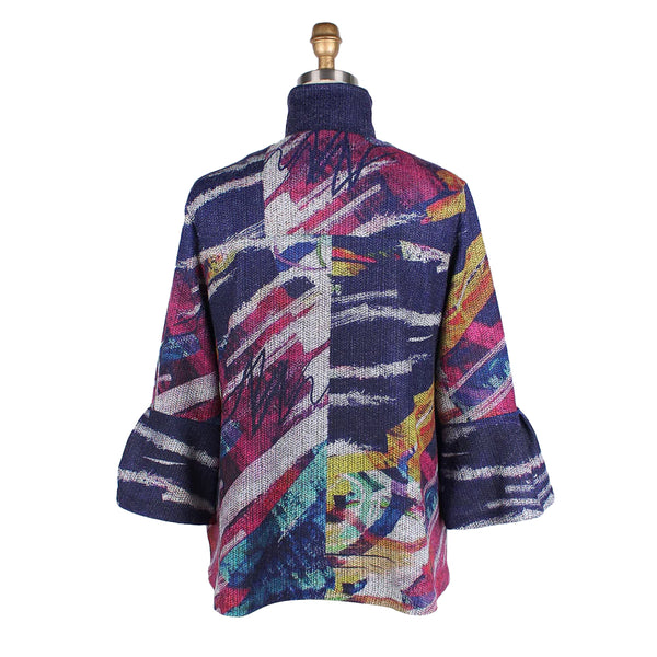 Damee Abstract Colorblock Sweater Jacket in Indigo/Multi - 4830-IND