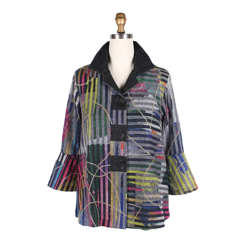 Damee NY Stripe & Swirl Sweater Jacket - 4833