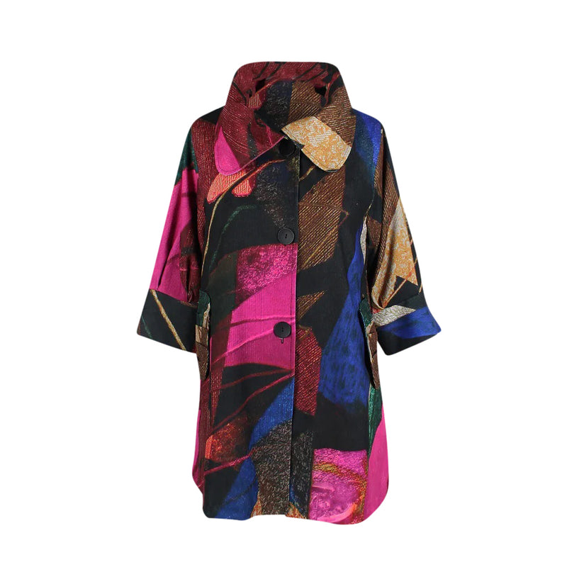 Damee Abstract-Print Swing Jacket in Multi - 4842