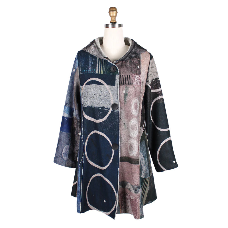 Damee Circle Print Hooded Flannel Coat in Multi - 4846-MLT