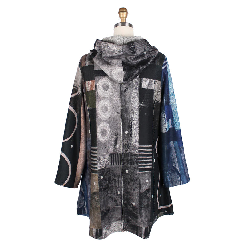 Damee Circle Print Hooded Flannel Coat in Multi - 4846-MLT