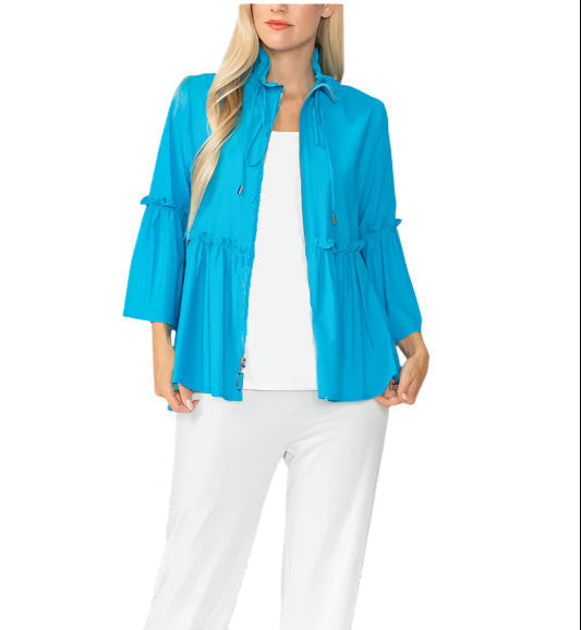 Peplum Zip-Front Jacket in Turquoise - 4646J-TQ