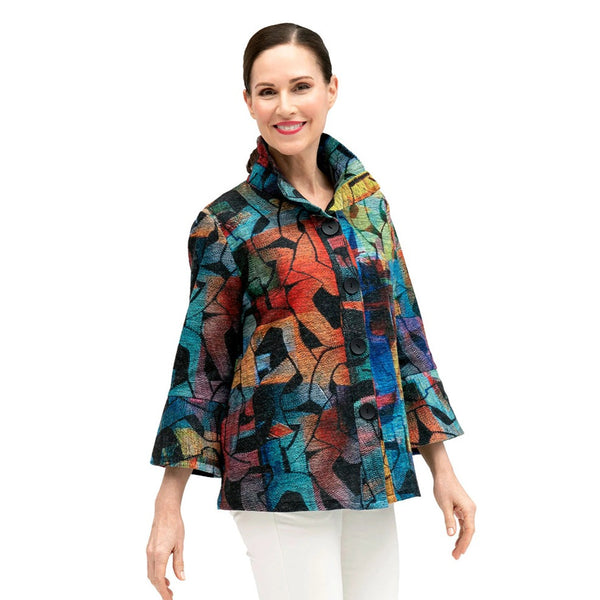 Damee Chain-Print Button Front Sweater Jacket in Multi - 4860