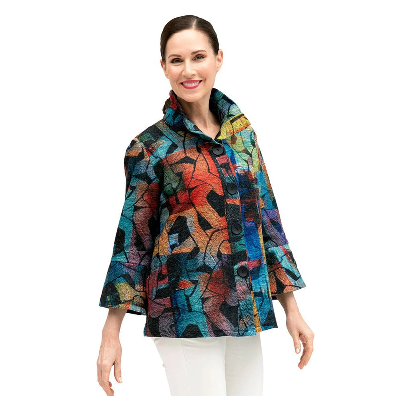 Damee Geometric-Print Short Sweater Jacket in Multi - 4860 - Size M Only!