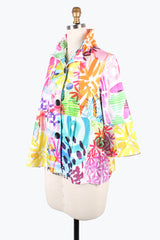 Abstract Vibrant Watercolor-Print Jacket - 4868-PNK - Size XS & XXL Only!