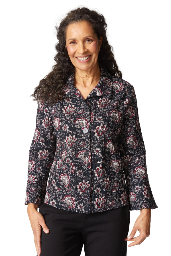 Batik Floral Flounce Jacket - 48745