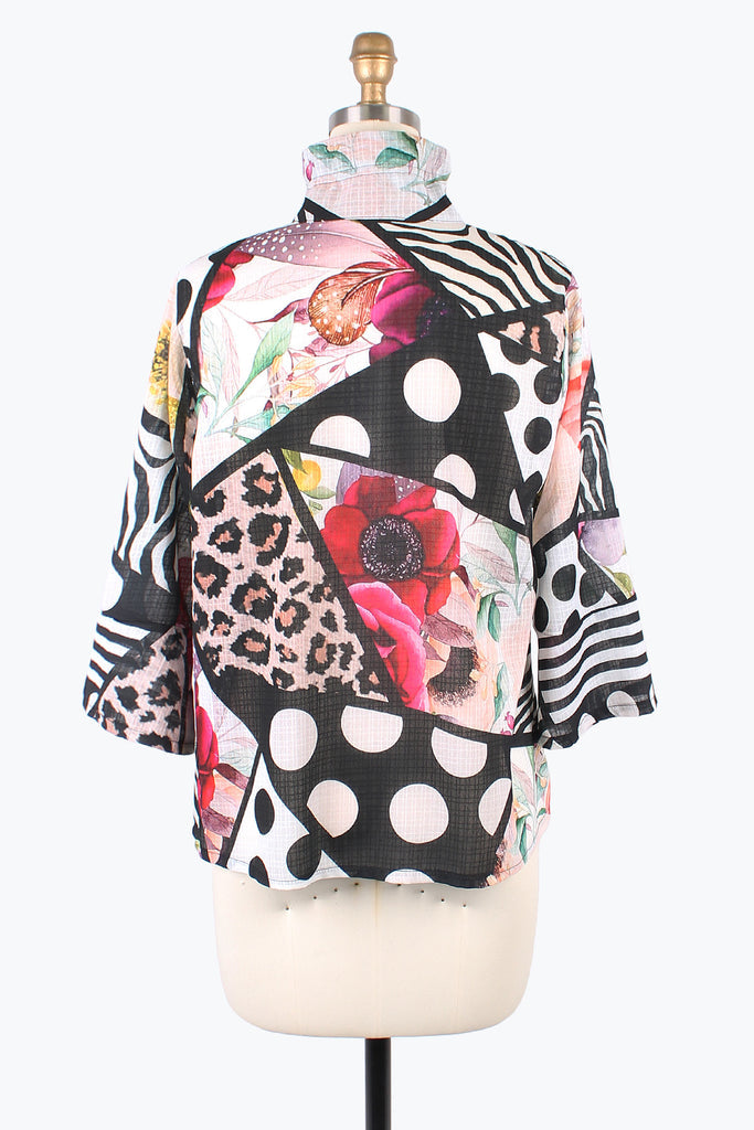 Damee Floral Animal-Print Button Front Jacket  - 4875