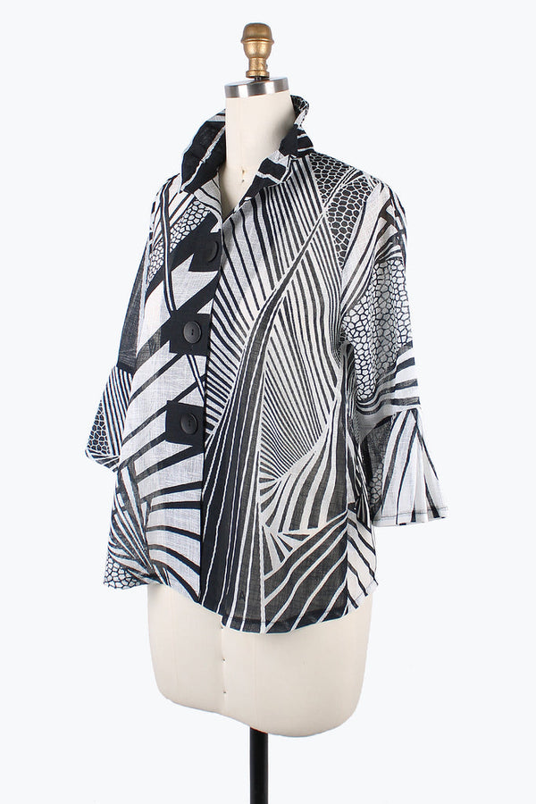 Damee Abstract Sheer Black & White Jacket - 4878
