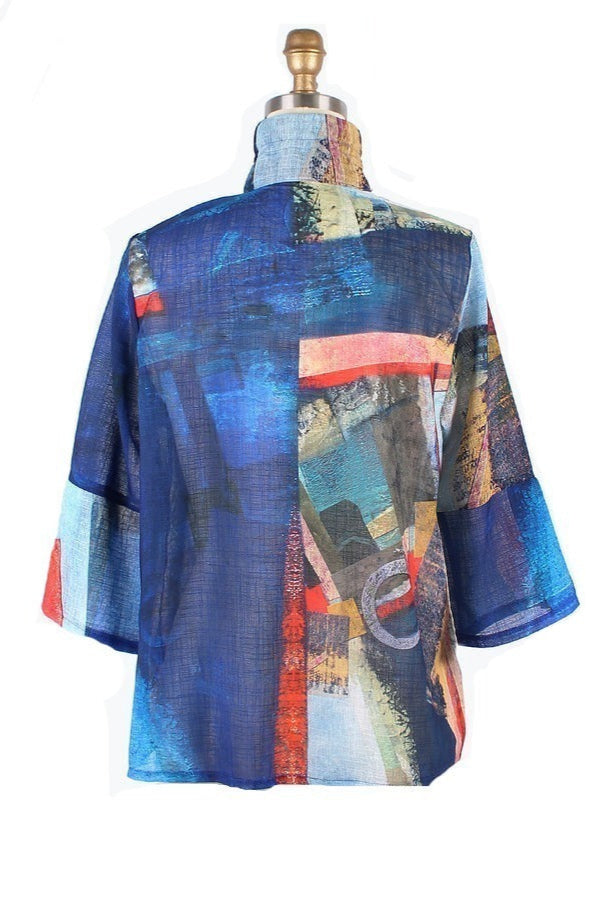 Abstract Art Print Jacket in Vibrant Blue-Multi - 4879 - Size XL Only!