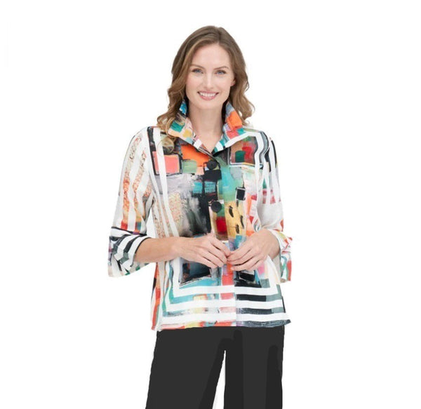 Damee Abstract Art-Print Jacket in Multi - 4880 - Size XL Only!