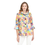 Modern Watercolor Art Inspired Pastel-Print Jacket - 4889