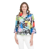 Brushstroke-Print Short Jacket in Multi- 4892