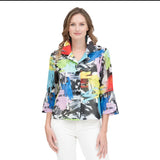 Brushstroke-Print Short Jacket in Multi- 4892