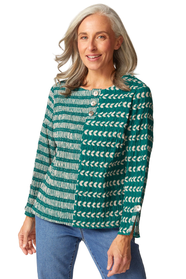 Mixed Batiks Button Pullover - 48932