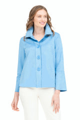 Microsuede Button Front Jacket in Cornflower Blue - 4896-BLU