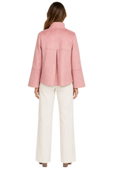 Vegan Suede Button Front Jacket  - 4896-PNK