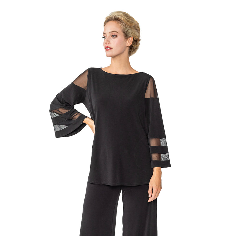 IC Collection Mesh Trim Top in Black - 4896T- BLK