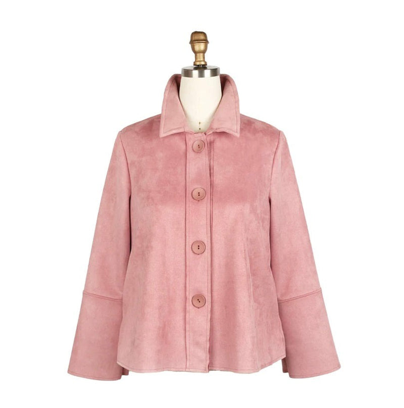 Damee Microsuede Button Front Jacket in Pink - 4896-PNK