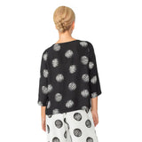 Boat-Neck Polka-Dot Pocket Top in Black - 4862T-BK