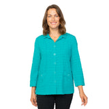 Pucker Weave Solid Tunic Shirt in Lake - 23715 - Size M & XXL Only