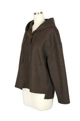 Soft Wool Blend Hoodie Jacket in Brown - 4900-BRN
