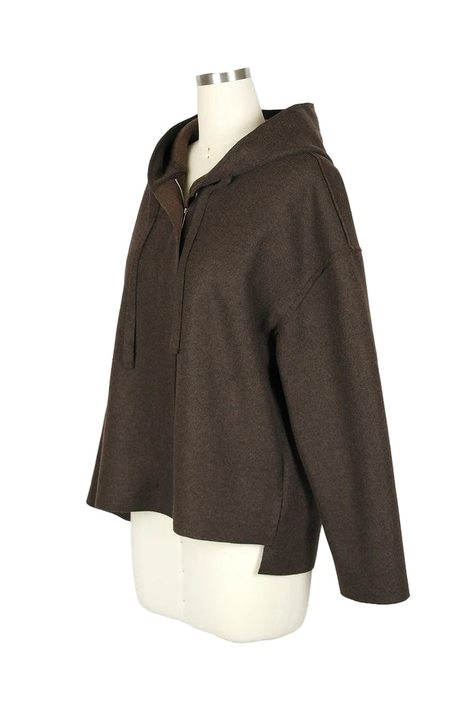 Soft Wool Blend Hoodie Jacket in Brown - 4900-BRN