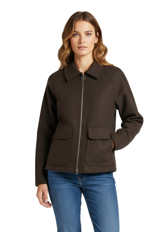 Soft Felted Zip Jacket in Chocolate - 4901-BRN - Sizes L & XL