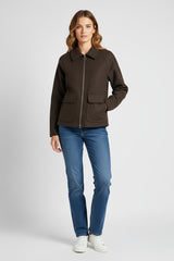Soft Felted Zip Jacket in Chocolate - 4901-BRN - Sizes L & XL