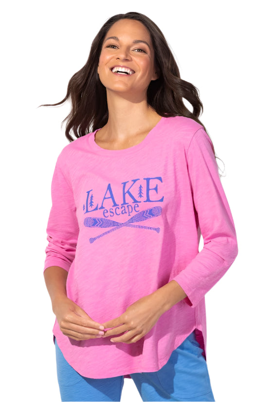 Lake Escape Cotton Weekender Tunic in Hibiscus - 49104
