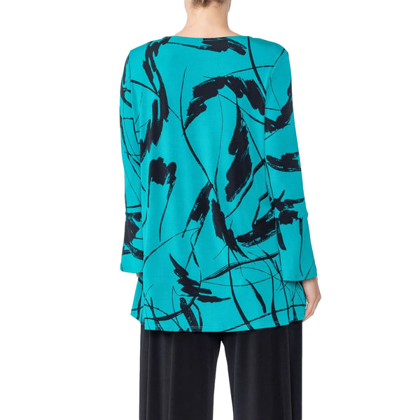 IC Collection Abstract Print Tunic Top in Teal - 4917T-TL - Sizes S & M Only!