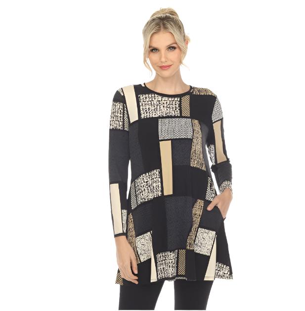 IC Collection Colorblock Tunic in Taupe/Multi - 4921T-TP - Size XL Only!