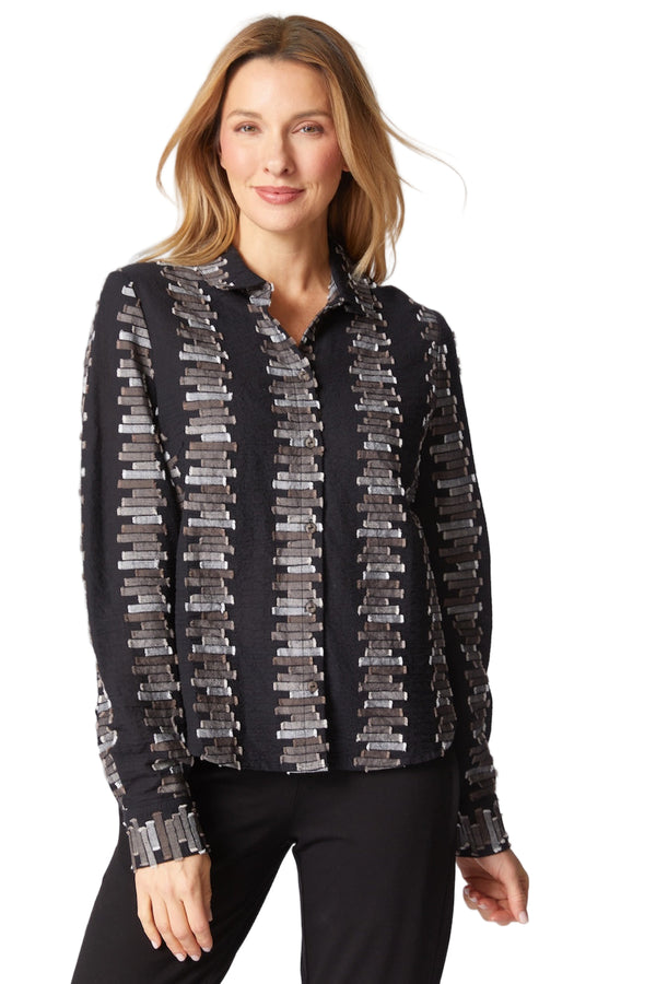 Embroidered Cotton Shaped Hem Shirt - 49224 - Size S Only!