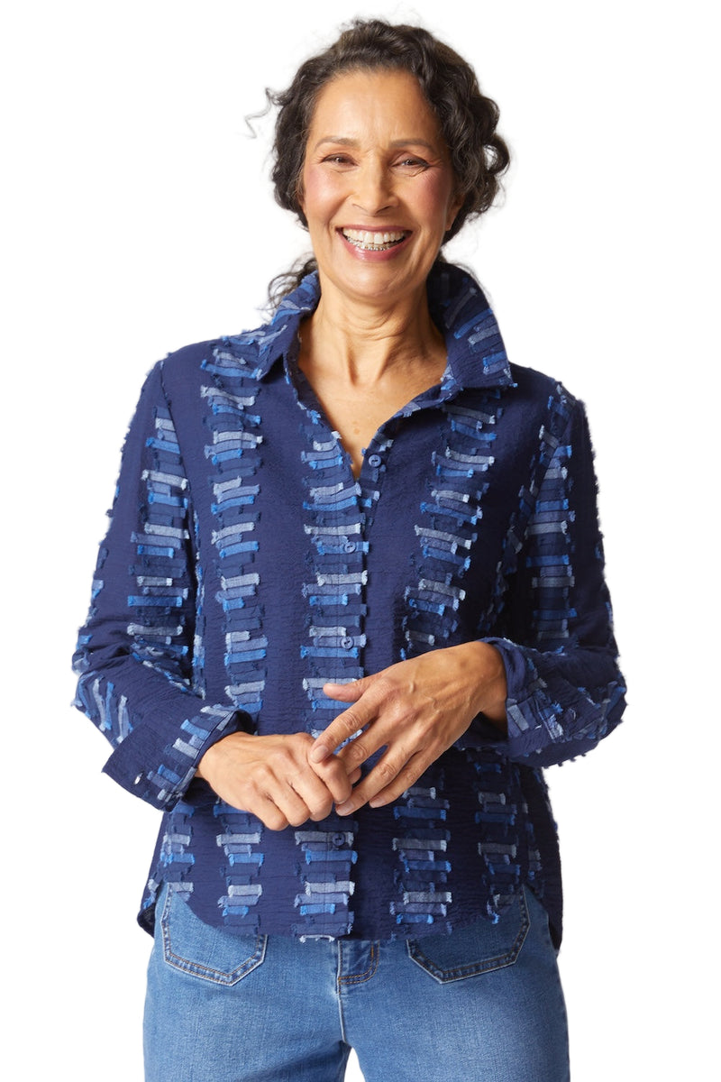 Embroidered Cotton Shaped Hem Shirt - 49224