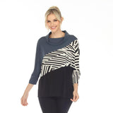 Colorblock Animal Print Tunic in Midnight - 4931T-MID - Sizes M & L