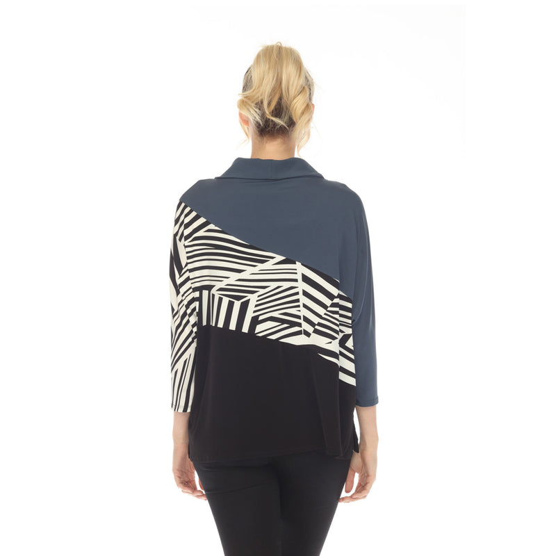 IC Collection Colorblock Animal Print Tunic in Midnight - 4931T-MID - Sizes M & L