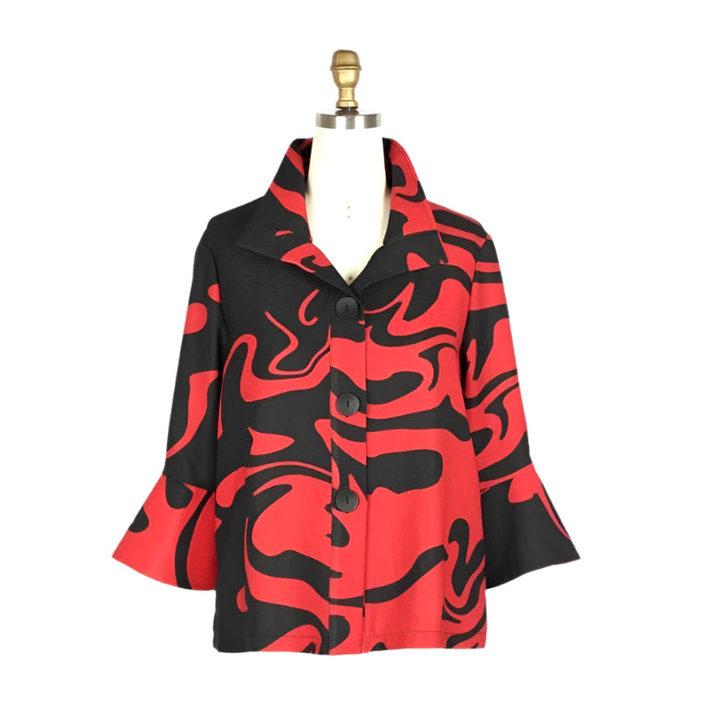 Marble Swirl-Print Short Jacket in Red - 4938-RD