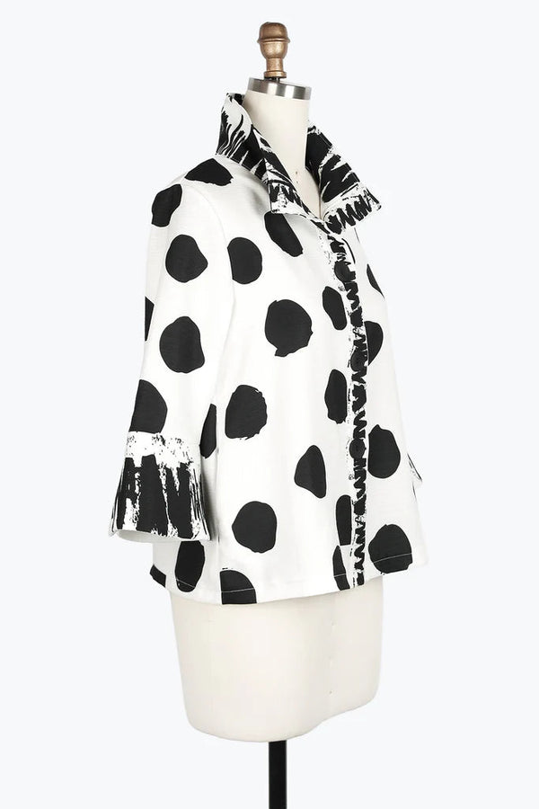 Dots & Scribble Print Jacket in Black & White- 4939-WT