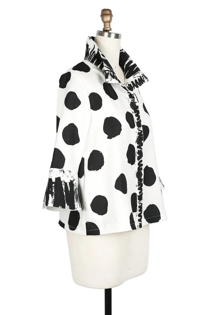 Polka-Dot Jacket in Black & White- 4939-WT - Size L Only!