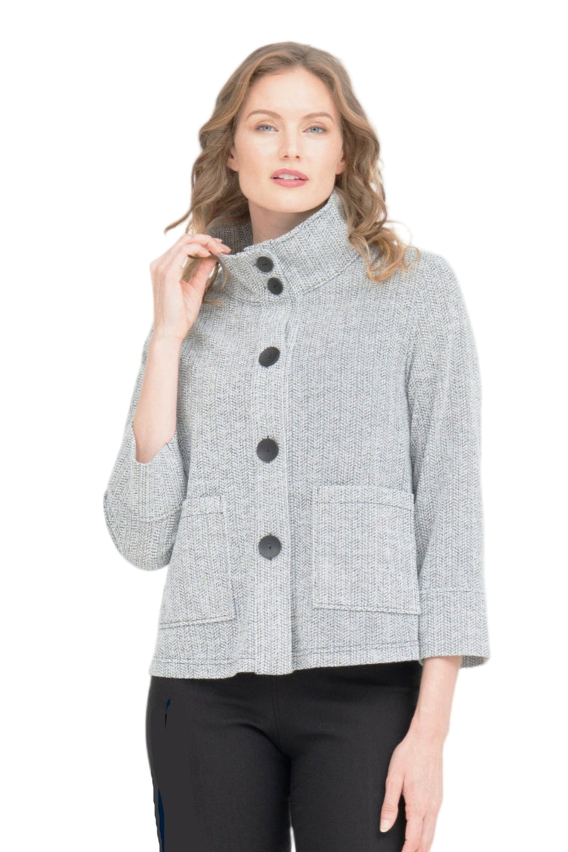 Lightweight Herringbone Knit Jacket - 4949-GRY
