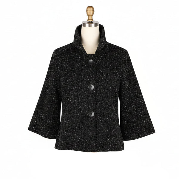 Textured Sequin Jacket in Black - 4952-BLK - Sizes L - XXL