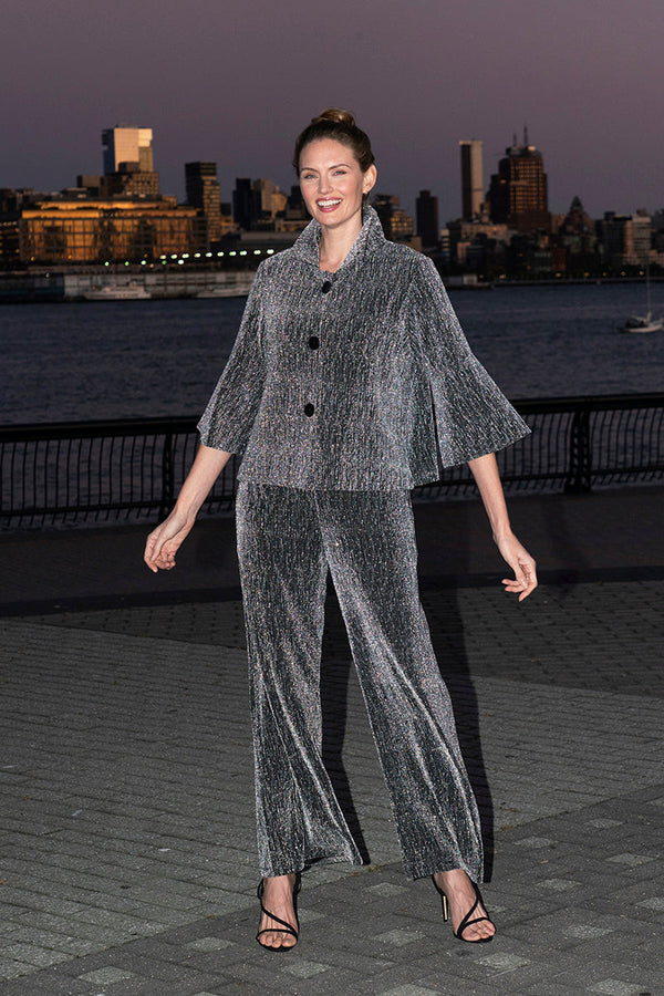 Textured Sequin Jacket in Silver - 4952-SLV